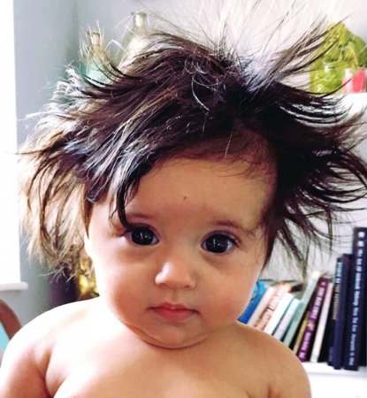 Пользователей сети покорила 8-месячная малышка с шикарной шевелюрой. ФОТО