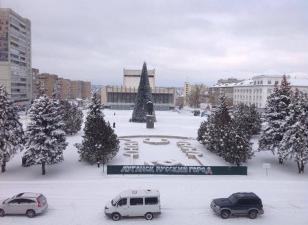 Война войной, а елка по расписанию - в Луганске установили новогоднюю елку (фото)