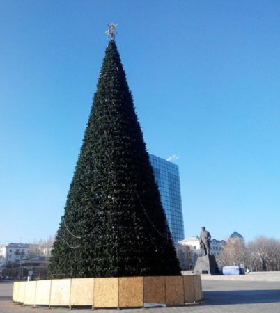 В центре Донецка установили новогоднюю елку