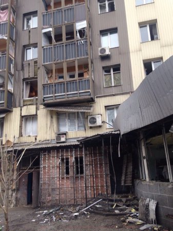 Донецк. Последствия обстрела 02.02.2015. ФОТО, ВИДЕО