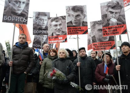 В Москве прошло траурное шествие памяти Бориса Немцова