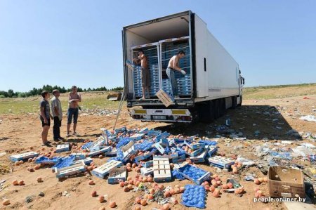 Показательное уничтожение 200 тонн персиков на брянской границе. ФОТО+ВИДЕО