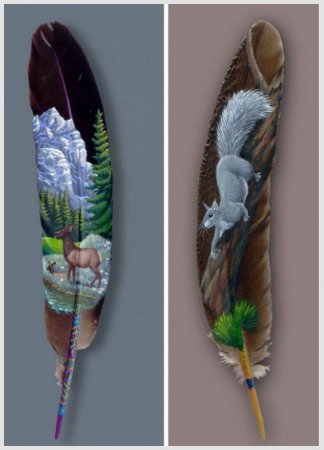 Художница рисует неповторимые картины на птичьих перьях. ФОТО
