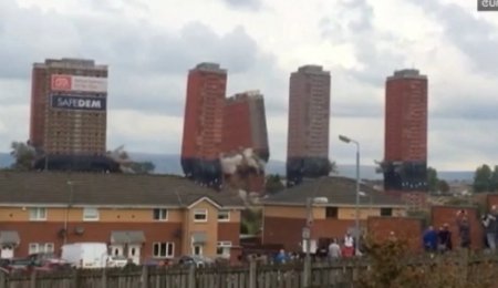 Разрушение в Шотландии "безвкусных" небоскребов . Видео