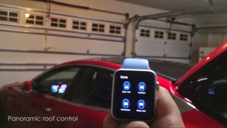 Управление Тesla Model S с помощью часов Apple Watch. ВИДЕО
