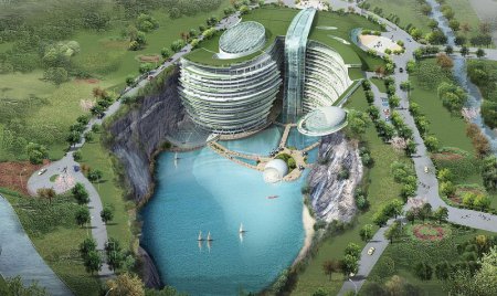 Китайцы строят отель в заброшенной каменоломне. ФОТО