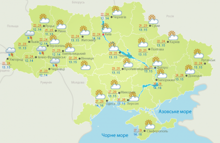 Погода в Украине на 15 августа