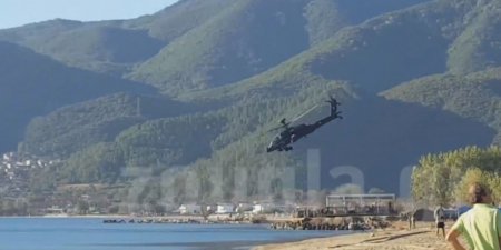 Крушение военного вертолета Apache в Греции. ВИДЕО